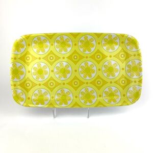 Vintage 1970s Precidio Melamine Yellow Daisy Platter 13.75" x 8"